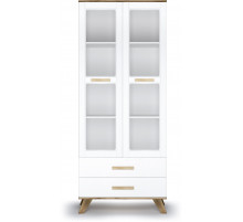 Шкаф-витрина 800 Вега Скандинавия (глянец, белый + дуб каньон)