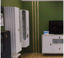 Шкаф-витрина навесной Лоренсо МН-043-02/03 белый Распродажа с экспозиции