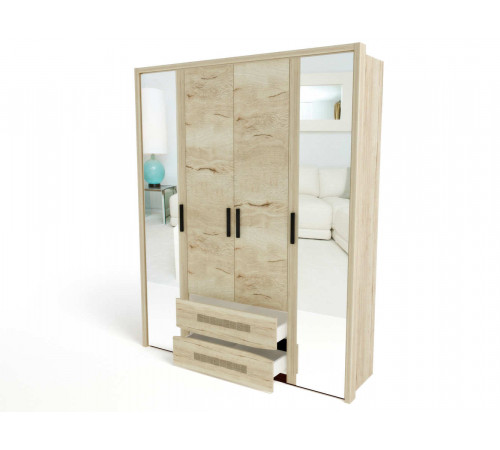 Четырехстворчатый шкаф для одежды СМ-13 Мале с зеркалом Четырехстворчатый шкаф для одежды СМ-13 Мале с зеркалом
